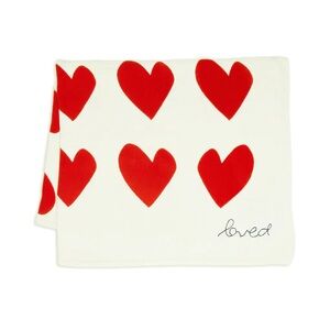 NWT Kerri Rosenthal x Shopbop 'Imperfect Heart' Blanket | Ecru & Red | Cashmere